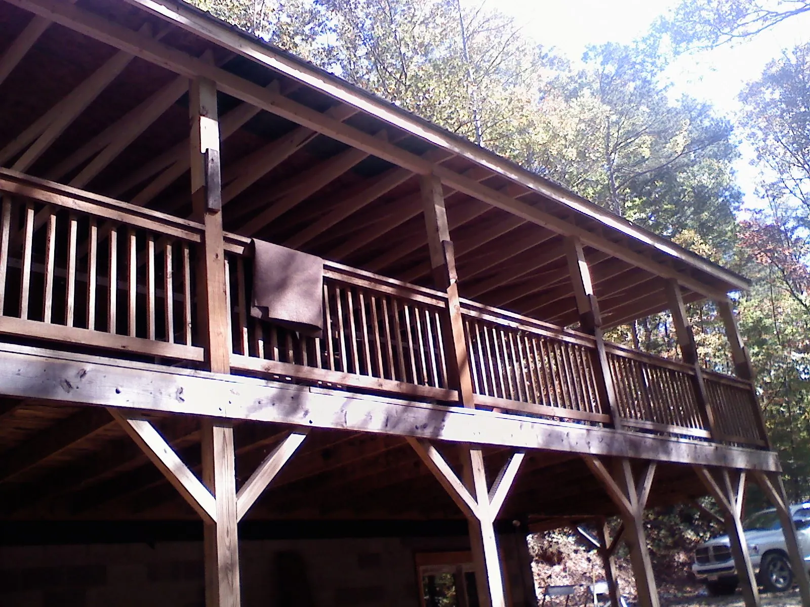 Timber framing under a new elevated porch and deck — Roof Leak Repair in Center Valley by Roofing Brothers